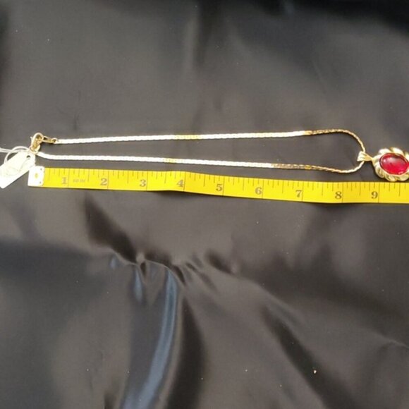 Park Lane Red Glass jewel pendant gold tone necklace NOS NEW - Picture 6 of 7